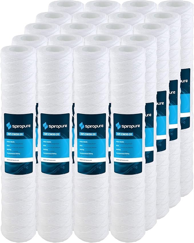 SpiroPure SP-CW30-20 20x2.5 30 Micron String-Wound Polypropylene Sediment Water Filter Cartridge SWC-25-2030 (Case of 20)