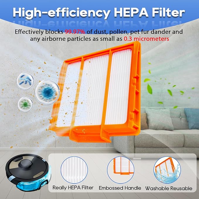 8 Vacmop Pads Replacement Parts for Shark RV2610WA RV2620WA RV2410WD AV2610WA AI Ultra 2- in-1 Matrix Clean Robot Vacuum models Spare Parts Accessories, 8 Mop Pads, 2 HEPA Filter, 4 Side Brushes