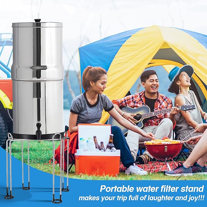 Dreyoo Water Filter Stand 8" Tall by 9" Wide Compatible with Berkey Water Filter System Countertop, Detachable Stainless Steel Stand for Most Medium Gravity Fed Drinking Fountain