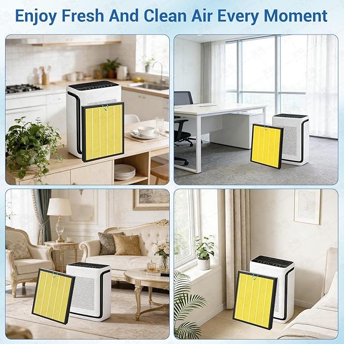 Vital 100S Replacement Filter 2-Pack, 3-in-1 HEPA & Activated Carbon Filter, Compatible with Vital 100S and 100S-P Air Purifiers, Replacement for Vital 100S-RF, White (Yellow)