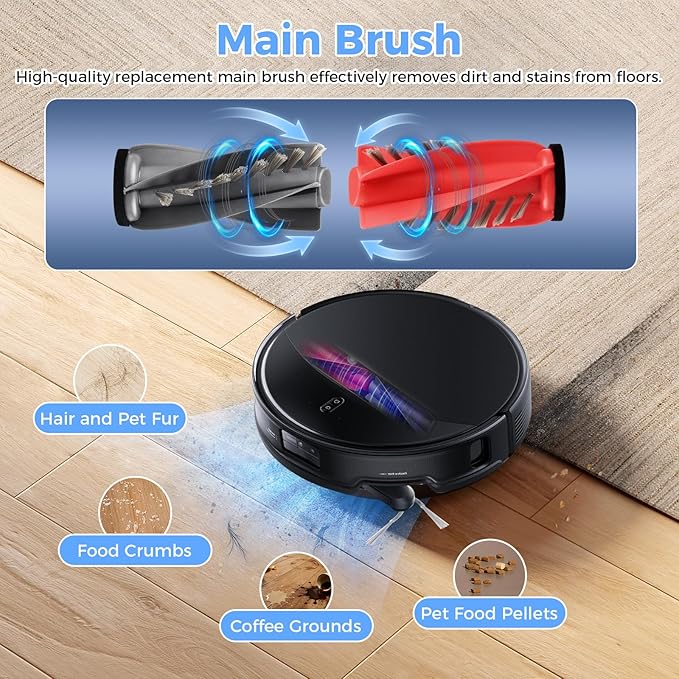 Saros 10R Accessories Kit for Roborock Saros 10R / Qrevo CurvX Robot Vacuum, 2 Dual Zero-Tangling Main Brush, 6 Dust Bags, 6 Mop Pads, 6 Side Brushes, 6 HEPA Filters