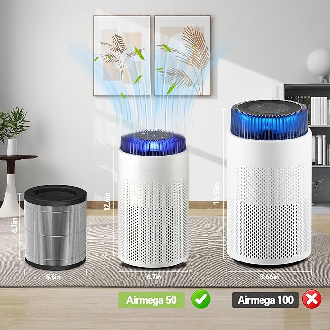 Airmega 50 Filter Replacement Compatible with Coway Airmega 50 Air Purifier, 3-in-1 True Hepa and Deodorization Filter