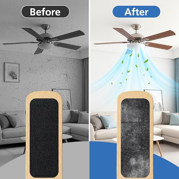 20 Pack Ceiling Fan Filters for Blades, Activated Coconut Shell Carbon Fan Blade Air Filters for Dust, Odors & Pet Dander, Easy Stick Universal Fit Ceiling Fan Air Purifier Pads, Unscented