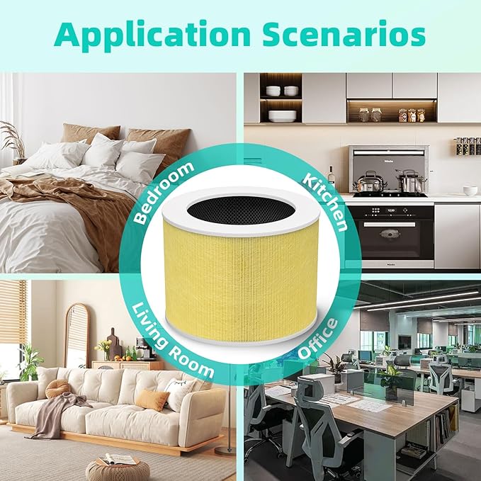 2 Pack HY1800 Upgraded Replacement Filter Compatible with MORENTO/Loytio/AYAFATO/IOIOW/Honeyuan/CHIVALZ Air Purifier, 3-in-1 H13 True HEPA and Activated Carbon HY1800 Filter Toxin Absorber