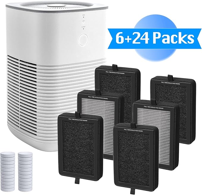 6 Pack LV-H128 Replacement Filter for Levoit Air Purifier, Compatible with LV-H128 / HM669A / RV60, 3-Stage H13 HEPA Filtration System,6 Pack HEPA,24Pack Aroma Pads,Part Number LV-H128 06