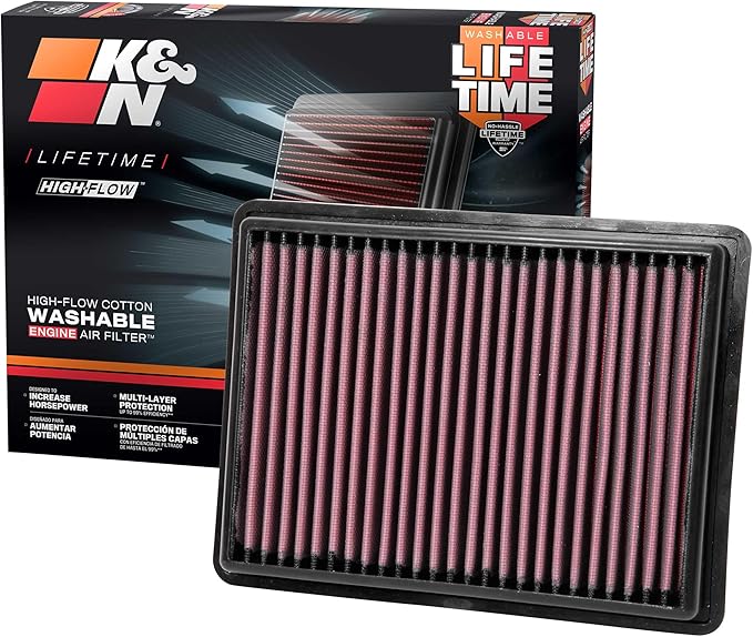 K&N High-Flow Original Lifetime Engine Air Filter: Increase Power: Premium, Washable: Compatible with 2017-2026 Chevrolet/GMC: Equinox, Terrain, 33-5069