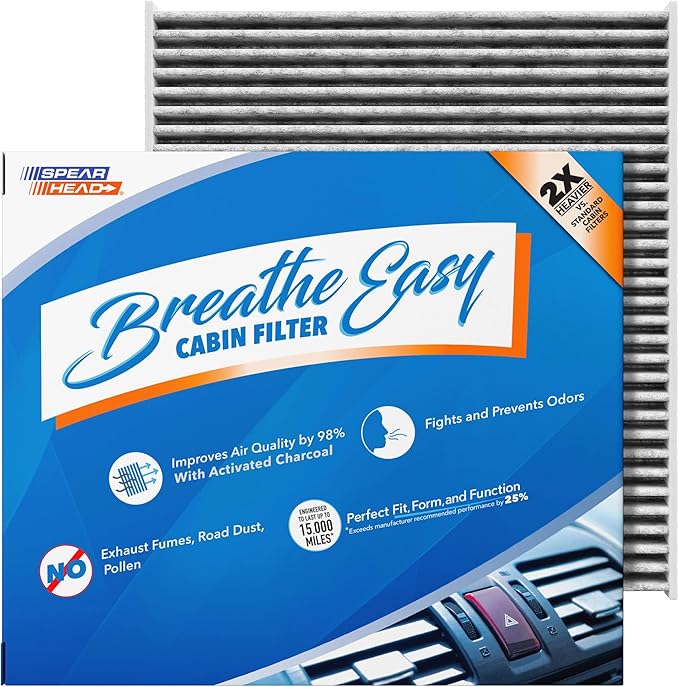 Spearhead Odor Defense Breathe Easy AC & Heater Cabin Filter | Fits 2018-2025 Wrangler, 2020-2025 Gladiator Like OEM | Up to 25% Longer Lasting w/Activated Carbon (BE-450)