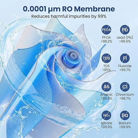 COSTWAY AW-RB05 Alkaline PH+ Reverse Osmosis Water Filter, 600 GPD Tankless Under-Sink RO System with 8-Stage Filtration, Smart LED Faucet, 2:1 Pure to Drain Ratio, High-Efficiency Water Purification
