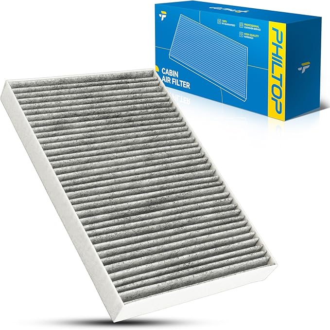 PHILTOP Cabin Air Filter w/Activated Carbon, Compatible with CF10368 Audi A4 Quattro 2002-2009, A4 2002-2009, A6 Quattro 2001-2004, RS4 2007, 2008, Filter Up Dust Pollen Odor