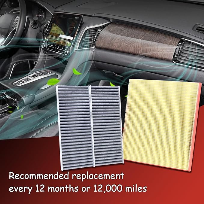 16546-75000 Engine Air Filter and 27274-9CH0A Cabin Air Filter kit Compatible with 2005-2019 Nissan Frontier 2012-2015 NV1500 NV2500 NV3500 2005-2012 Pathfinder Replaces 16546-7S000 CF10553