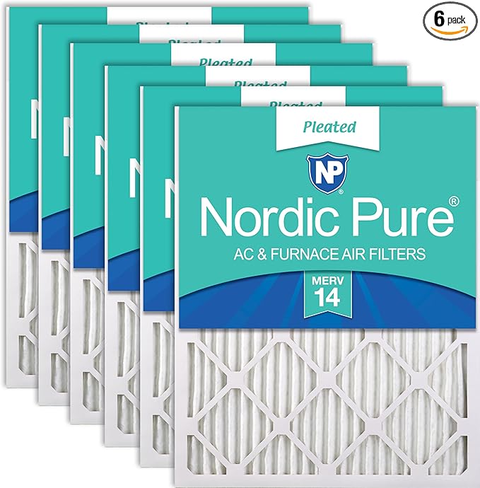 Nordic Pure 16x20x1 (Actual Size: 15 1/2 x 19 1/2 x 3/4) Pleated MERV 14 Air Filters 6 Pack