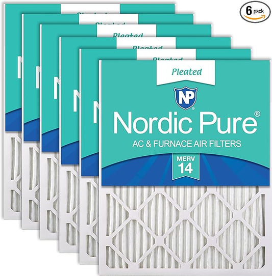 Nordic Pure 18x25x1 (Actual Size: 17 1/2 x 24 1/2 x 3/4) Pleated MERV 14 Air Filters 6 Pack