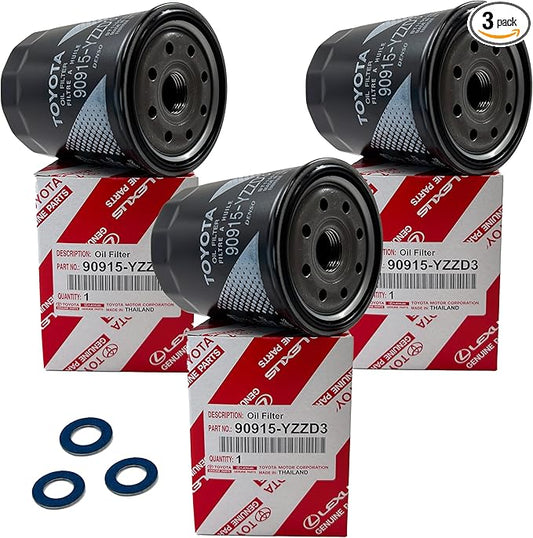 Genuine Oil Filter 90915-YZZD3 with APSG Drain Plug Washers | 3 PACK | Compatible with Toyota/Lexus vehicles