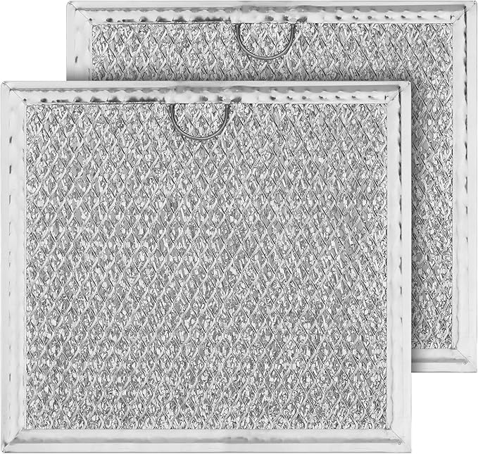 2pcs Microwave Grease Filter Replacement, 6-3/8"x6-3/4"(17.2x16.2cm) Aluminum Mesh Screen Filter Compatible with GE WB02X11534 & Samsung DE63-00666A for Kitchen Air Enter the Over-the-Range Oven Vent