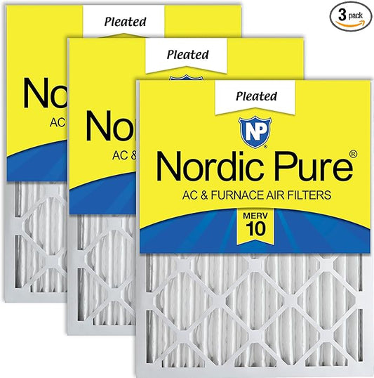 Nordic Pure 18x20x2 (Actual Size: 17 1/2 x 19 1/2 x 1 3/4) Pleated MERV 10 Air Filters 3 Pack