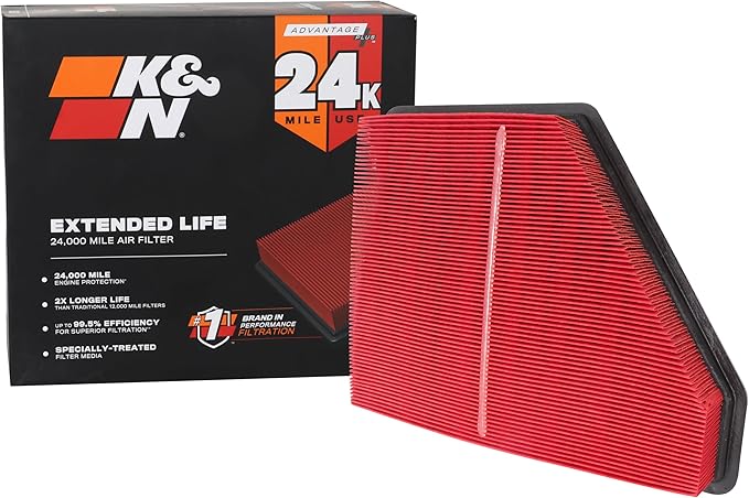 K&N Engine Air Filter: Extended Life 24,000 Mile Replacement Air Filter: Compatible with 2010-2017 Chevy/GMC (Equinox, Terrain), KNX-2439