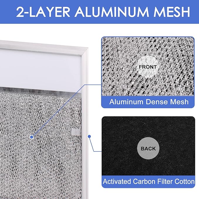Range Hood Aluminum Filter with Light Lens Replacement for Whirlpool Broan Nutone 43000 Series Range Hood、R610045,R610050,BUEZ3,SL6200R 11-1/2 x 11-3/4 x 3/8 Kitchen Exhaust Grease Filter