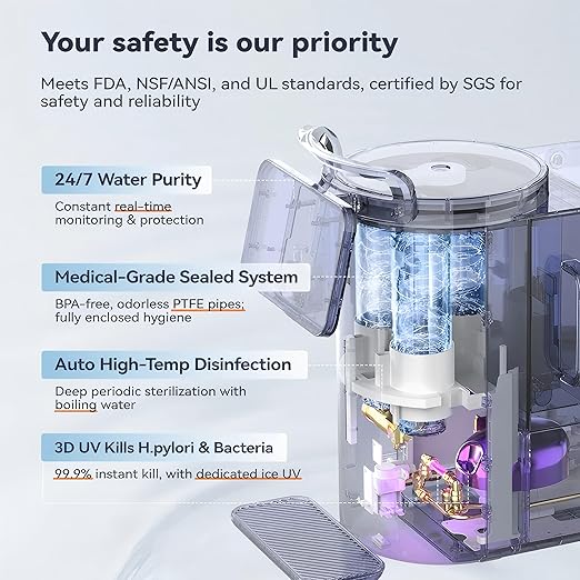 NatureFlow Y60EC Cold Reverse Osmosis Water Mineralization System — Featuring Natural Mineral Activation, 10-Stage RO Filtration, Ultra Dual UV, Alkaline Water,4:1 Pure-to-Drain Ratio