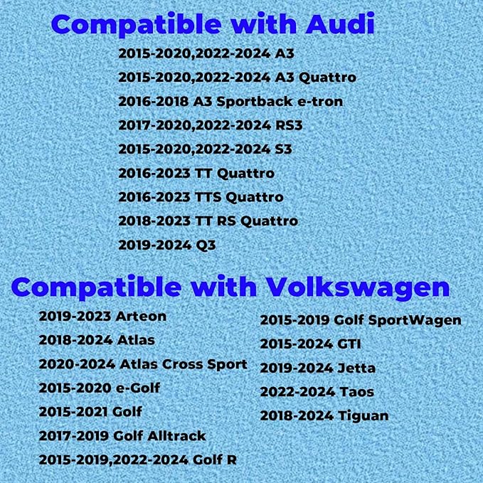 CF11643 Cabin Air Filter With Activated Carbon For 2016-2023 Volkswagen Golf Jetta GTI Taos Tiguan Arteon Atlas SportWagen,Audi A3 Q3 RS3 S3 TT RS TTS Quattro 2016-2023