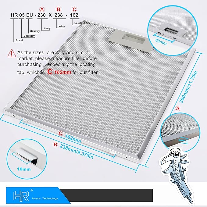 SB08087294 Range Hood Filter Replacement, Compatible with Broan, 3-Layer Aluminum Mesh Grease Filter 11.75X9.375Inch, Aluminum Range Hood Vent Filters,2PCS