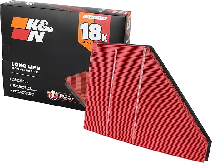 K&N Engine Air Filter: Long Life 18,000 Mile Replacement Air Filter: Compatible with 2017-2019 Chevy/GMC/Cadillac/Buick (Blazer, Traverse, Acadia, XT5, Enclave), KNA-5056