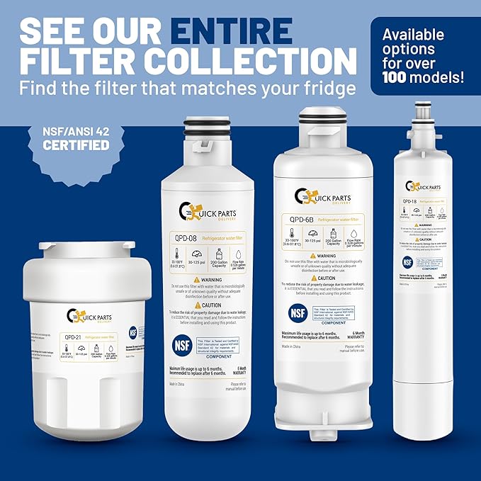 QPD 6B Refrigerator Water Filter Replacement for Samsung DA97-17376B, HAF-QIN – Compatible with Samsung RF23M8070SG/AA, BRF365200AP/AA – NSF Certified, Chlorine Reduction – (1-Pack)