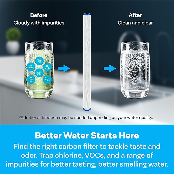 SpiroPure SP-EP-40 40x2.5 5 Micron NSF Certified Coconut Shell Carbon Block Water Filter Cartridge EP5-40 155815-03 (Case of 6)