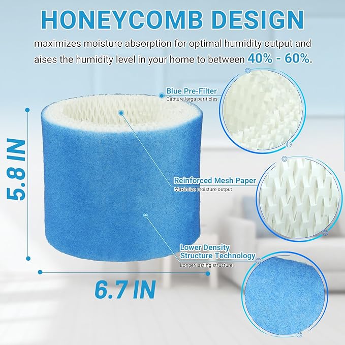 Lemige 4 Pack Upgraded HC888 Series Filters C Compatible with HC-888, HC-888N, HC-888, HC-888N, HCM-890, HEV-320 Series, for Duracraft DCM-200, DH-890, for Walgreens Cool Mist Humidifiers 890-wgn