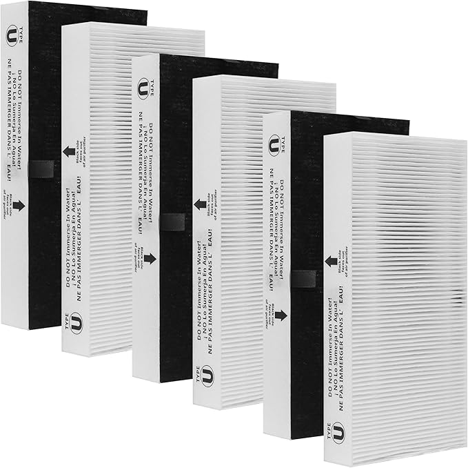 6-Pack Type U HEPA Filter, Compatible with Honeywell Air Purifier HHT270 HHT270W HRF201B HHT290 And Febreze FRF102B FHT170 FHT180 FHT190W Air Purifier, Remove Allergens and Reduce Odors