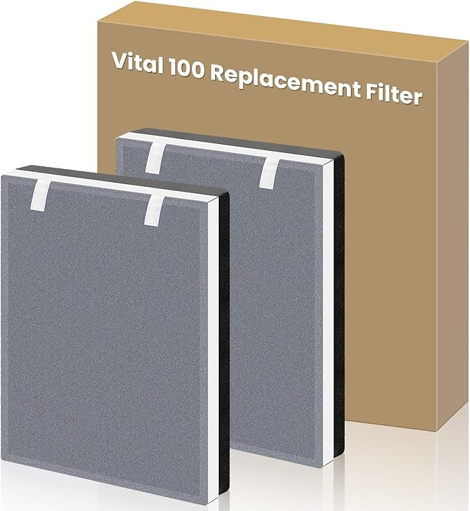 2 Pack Vital 100 Replacement Filter for Levoit Vital 100 Air Purifier, 3-in-1 H13 HEPA High-Efficiency Activated Carbon for Home Large Room, Part Vital 100-RF