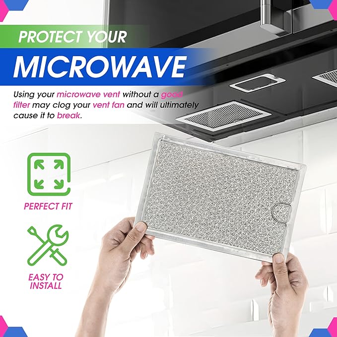 Microwave Filter Replacement 7.64” x 5.12” for GE WB06X10309 WB06X10359 Microwave Grease Filter - Also Fit’s LG Kenmore and More - Filters Kitchen Oven Air Entering Over the Range Vent Fan (2-Pack)