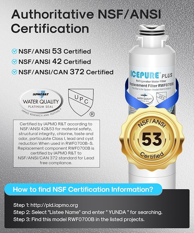 ICEPURE PLUS DA29-00020B NSF/ANSI 53 & 42 Certified Refrigerator Water Filter, Remove Lead, Replacement for Samsung HAF-CIN/EXP HAF-CIN DA29-00020B-1 HDX FMS-2 RF28HMEDBSR RF263BEAESR RF4287HARS 2PACK