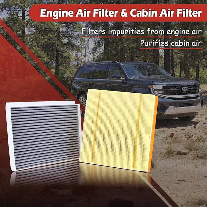FA1883 Engine Air Filter and FP79 Cabin Air Filter kit Compatible with 2015-2025 Ford F150 2.7L Gas 2021-2025 F150 3.5L Hybrid 2018-2025 Expedition Navigator 3.5L Gas Replaces 7C3Z9601A FL3Z19N619