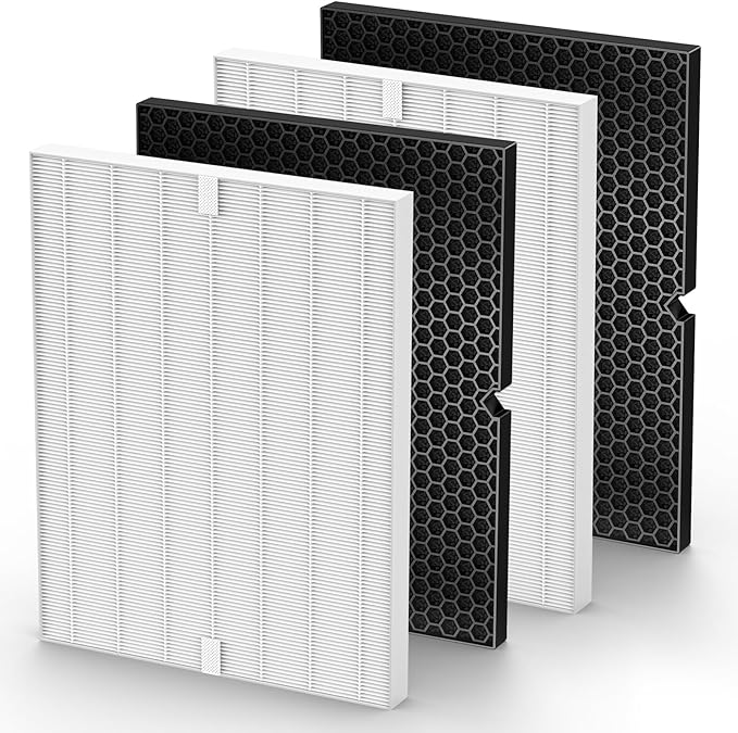 116130 Filter H Replacement Compatible with Winix 5500-2 5520 AM80 Plasmawave Air Purifier, 2 Pack Filters & 2 Pack Activated Carbon Filters Combo Pack