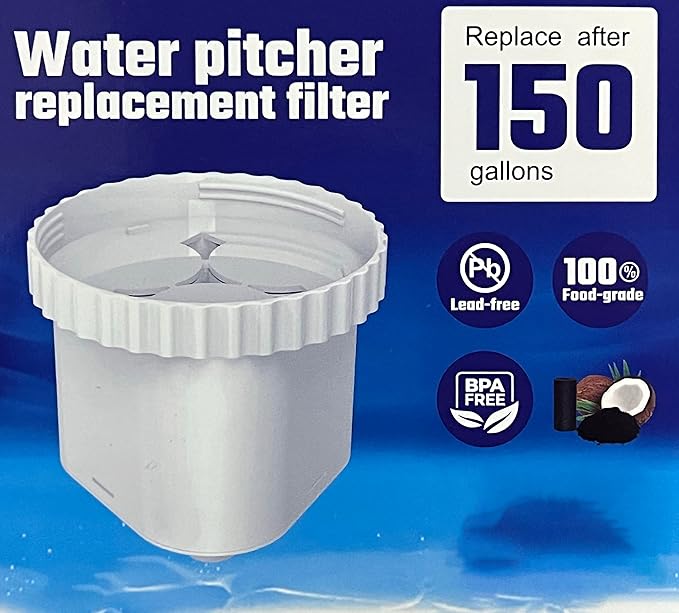 Nispira Water Pitcher Filter Replacement For Epic Pure, Seychelle, Aquagear Dispenser | Removes Chlorine, Lead, Odor and More | 150 Gallon 2 Packs