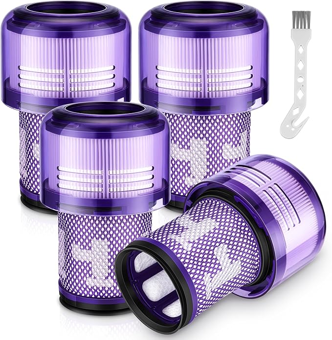 V12 Filter Replacements for Dyson V12 Detect Slim, Detect Slim Animal, Slim+ Cordless Vacuum and V12 Slim Absolute Vacuums, SV34, SV35 V12 Vacuum Cleaner Filter Replacement, Part No. 971517-01, 4 Pack