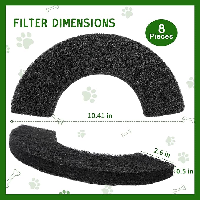 8 Pack 0.5 in Thickness Carbon Filters Compatible with Model 4, Cat Litter Box Filters Replacement to Absorb Odors Control Damp from Pets and Keep Home Fresh