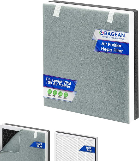Bagean Vital 100 Replacement Filter for Levoit Air Purifier Compatible with Levoit Filter Replacement - Certified H13 True HEPA with Activated Carbon Filters 99.97% Particles and Purifies Air