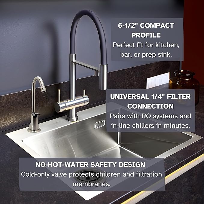 Westbrass D203-NL-12-07 6" Touch-Flo Style Pure Cold Water Dispenser Faucet, 12-Pack, Satin Nickel