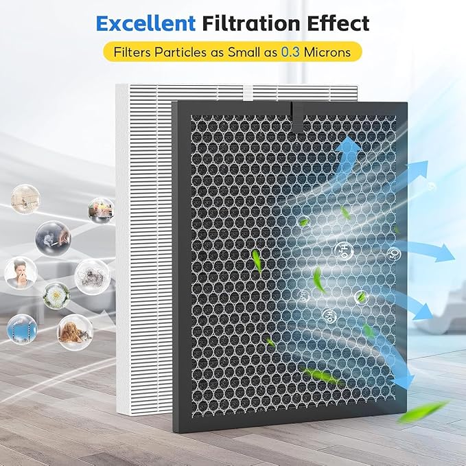 5510 5520 Replacement Filter Q Compatible with Winix 5510 and 5520 Air Purifier, 2 x HEPA + 2 x Activated Carbon Combo for Dust Pollen Pet Smoke, Part# 1712-0123-00