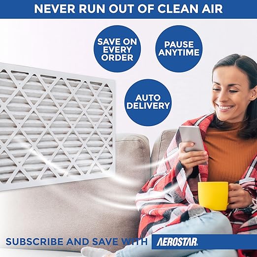 Aerostar 12x12x1 MERV 8 Air Filter, 4 Count, ACTUAL SIZE (11.75 x 11.75 x 0.75), HVAC, Air Conditioning & Furnace Filter Captures Dust, Lint & Pollen (MPR 600 / FPR 5), Made in USA