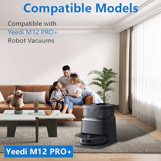 21 Pack Replacement Parts for Yeedi M12 PRO+ Robot Vacuum Accessories Kit, Cleaner Inclue 1 V-shaped Brush, 6 Side Brushes, 6 Dust Bags, 4 Hepa Filters, 4 Mop Pads, 1 Clean Tool