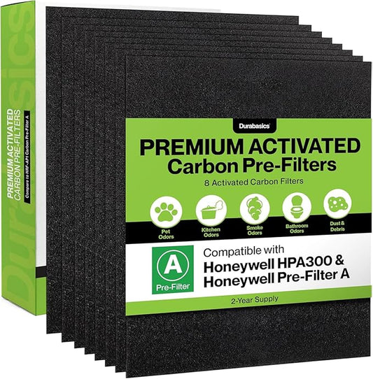 Durabasics 8-Pack Pre-Filters for Honeywell HPA300 Replacement Filters, Compatible with Honeywell Prefilter A, Filter A, HPA300 Prefilter and HRF-AP1 Replacement