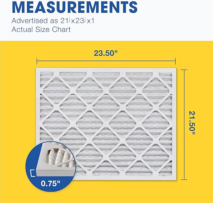 Aerostar 21.5x23.5x1 MERV 11 Air Filter, Pleated AC Furnace HVAC Filters (21.5x23.5x0.75), for Allergies Asthma Dust Pet Dander Smoke Bacteria Viruses, MPR 1500 FPR 10, USA, 6 Pack