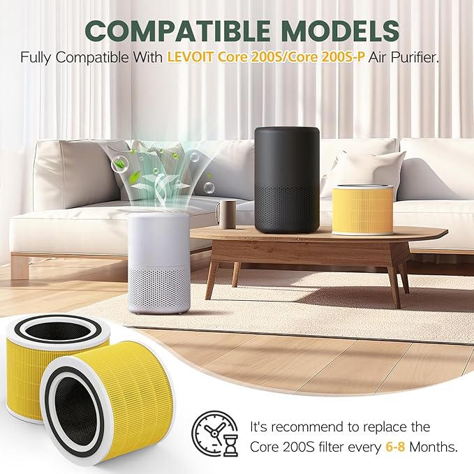 Core 200S Pet Care Replacement Filter Compatible with LEVOIT Core 200S and Core 200S-P Smart Air Purifier, 3-in-1 HEPA Filter, Core 200S-RF-PA Air Purifier Filters, 2 Pack