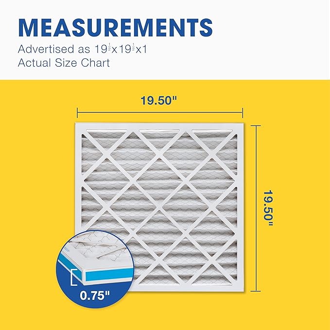 Aerostar 19.5x19.5x1 MERV 8 - 4 Count - High Efficiency Pleated HVAC, Furnace & Air Conditioner Filters - Removes Dust, Lint, Mold & Allergy-Causing Pollen