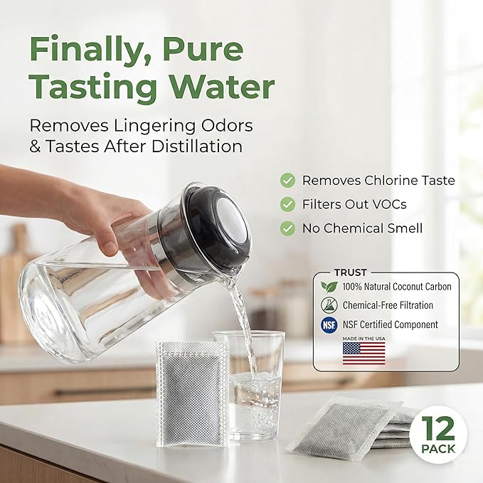 Green Piece® Activated Charcoal Water Filter Replacements (Made in USA) - Great for Megahome and Other Countertop Water Distillers - Pack of 36 - Deluxe Version