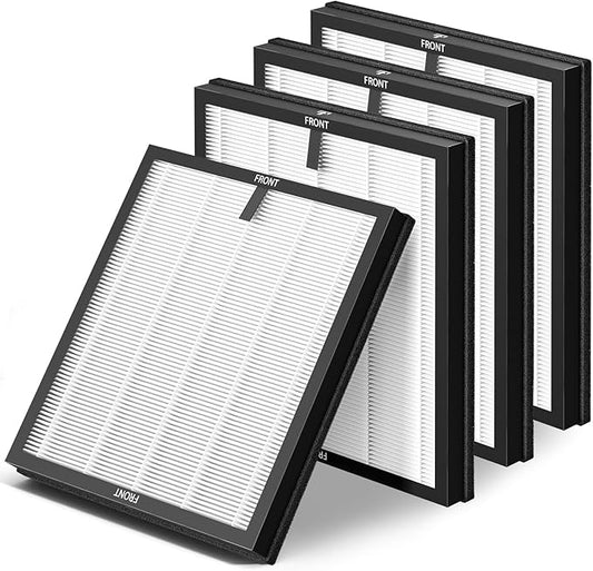 4 Pack MR5866 Filter Compatible with MORENTO MR5866 Air Purifiers, MR5866 HEPA Replacement Filter for 99.97% Air Pollutants, Odor and Smoke, Original Version White