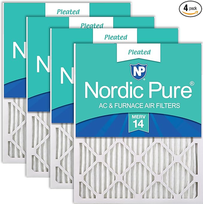 Nordic Pure 18x20x1 (Actual Size: 17 1/2 x 19 1/2 x 3/4) Pleated MERV 14 Air Filters 4 Pack