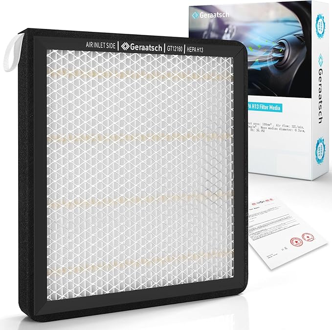 HEPA Cabin Air Filter with Activated Carbon Bean, Tested 99.95% Filtration, Zero deformation, CF12160 for Hyundai Kona/Tucson/Veloster/Venue; Kia Seltos/Soul/Sportage/Soul EV
